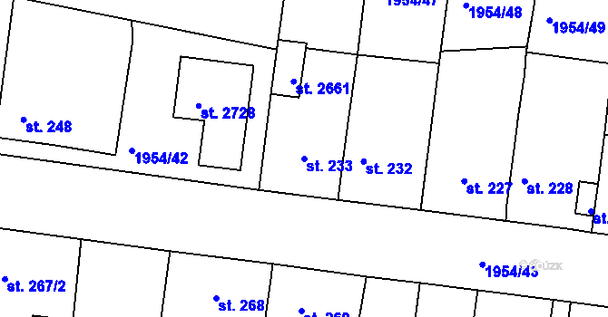 Parcela st. 233 v KÚ Litice u Plzně, Katastrální mapa