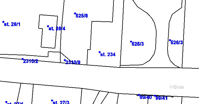 Parcela st. 234 v KÚ Litice u Plzně, Katastrální mapa