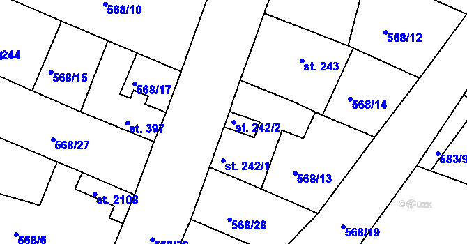 Parcela st. 242/2 v KÚ Litice u Plzně, Katastrální mapa