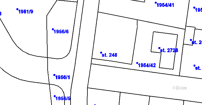 Parcela st. 248 v KÚ Litice u Plzně, Katastrální mapa