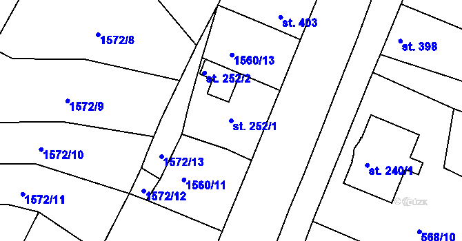 Parcela st. 252/1 v KÚ Litice u Plzně, Katastrální mapa