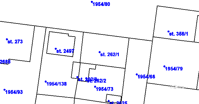 Parcela st. 262/1 v KÚ Litice u Plzně, Katastrální mapa