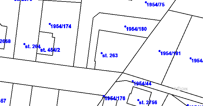 Parcela st. 263 v KÚ Litice u Plzně, Katastrální mapa
