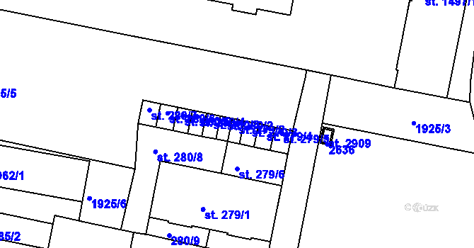 Parcela st. 279/2 v KÚ Litice u Plzně, Katastrální mapa