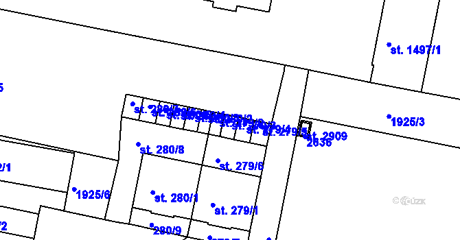 Parcela st. 279/3 v KÚ Litice u Plzně, Katastrální mapa