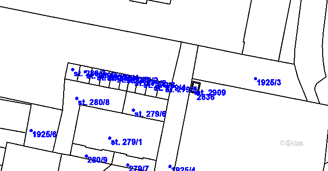 Parcela st. 279/5 v KÚ Litice u Plzně, Katastrální mapa
