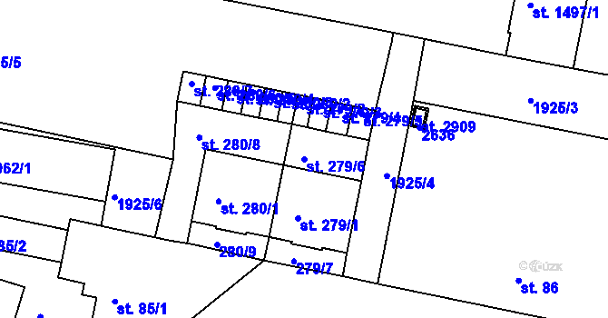 Parcela st. 279/6 v KÚ Litice u Plzně, Katastrální mapa