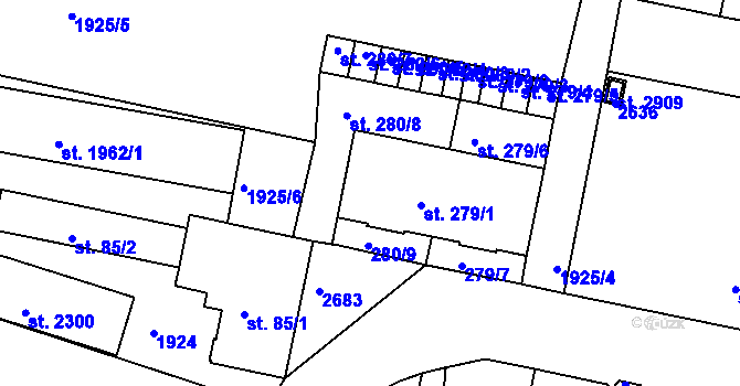 Parcela st. 280/1 v KÚ Litice u Plzně, Katastrální mapa