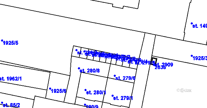 Parcela st. 280/3 v KÚ Litice u Plzně, Katastrální mapa