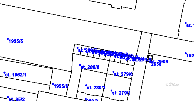 Parcela st. 280/4 v KÚ Litice u Plzně, Katastrální mapa