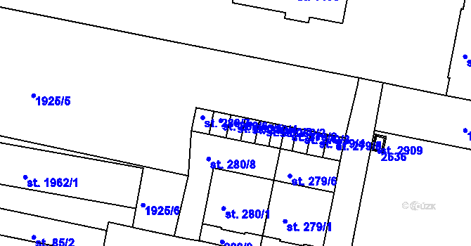Parcela st. 280/5 v KÚ Litice u Plzně, Katastrální mapa