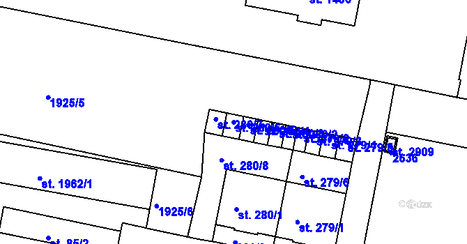Parcela st. 280/6 v KÚ Litice u Plzně, Katastrální mapa