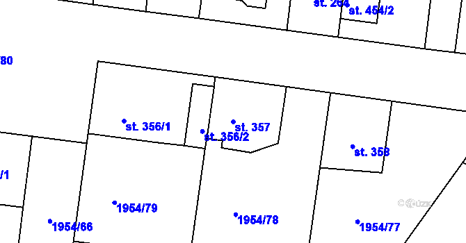 Parcela st. 357 v KÚ Litice u Plzně, Katastrální mapa