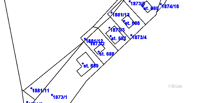 Parcela st. 688 v KÚ Litice u Plzně, Katastrální mapa