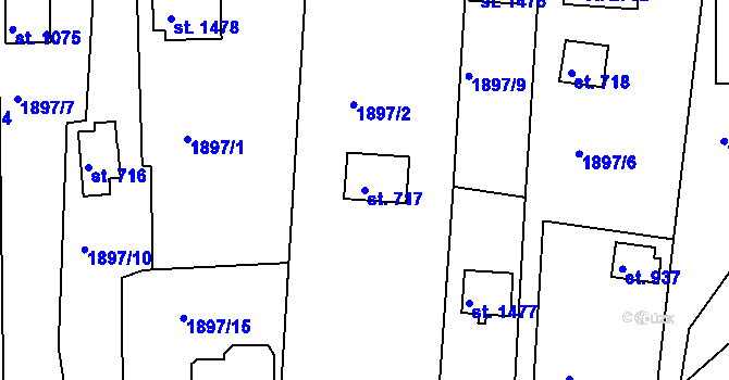 Parcela st. 717 v KÚ Litice u Plzně, Katastrální mapa