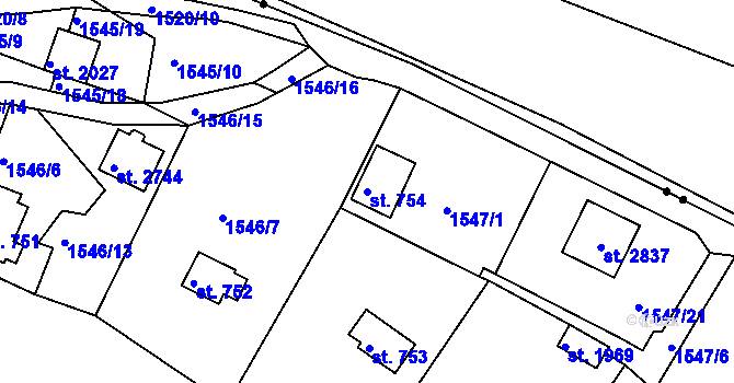 Parcela st. 754 v KÚ Litice u Plzně, Katastrální mapa