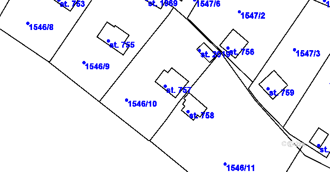 Parcela st. 757 v KÚ Litice u Plzně, Katastrální mapa