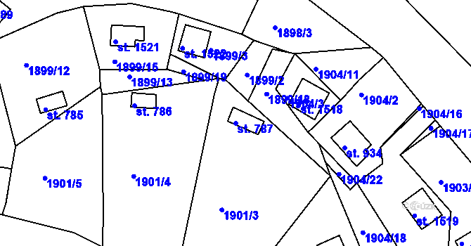 Parcela st. 787 v KÚ Litice u Plzně, Katastrální mapa