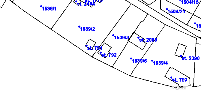 Parcela st. 792 v KÚ Litice u Plzně, Katastrální mapa