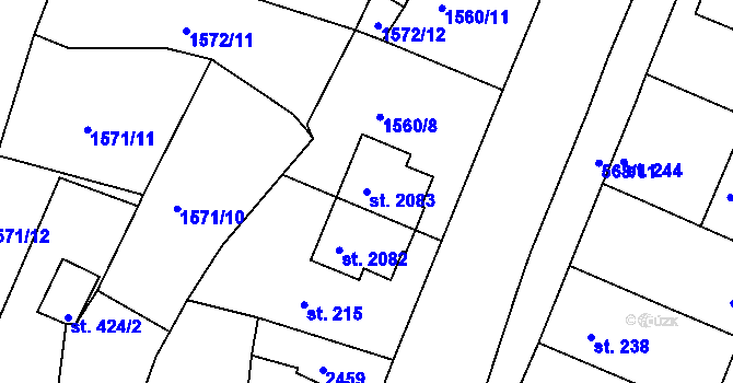 Parcela st. 2083 v KÚ Litice u Plzně, Katastrální mapa