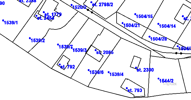 Parcela st. 2085 v KÚ Litice u Plzně, Katastrální mapa