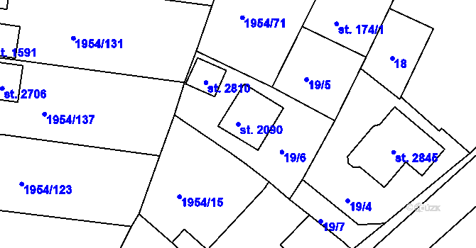 Parcela st. 2090 v KÚ Litice u Plzně, Katastrální mapa