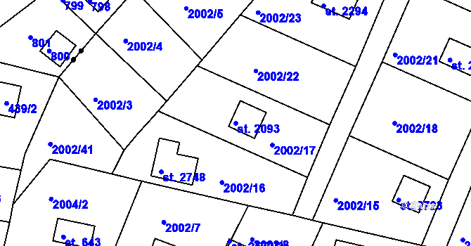 Parcela st. 2093 v KÚ Litice u Plzně, Katastrální mapa