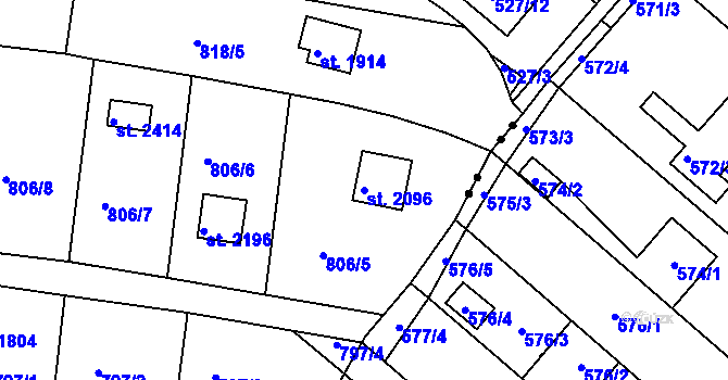 Parcela st. 2096 v KÚ Litice u Plzně, Katastrální mapa