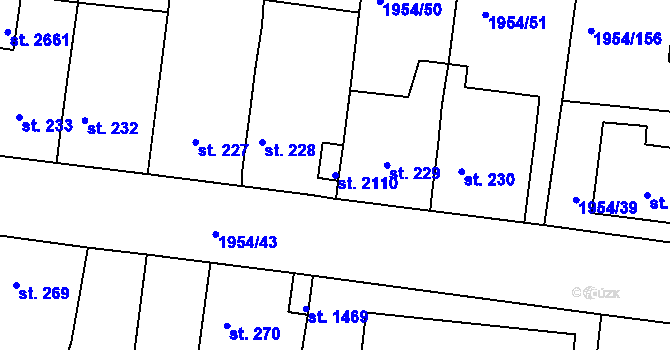 Parcela st. 2110 v KÚ Litice u Plzně, Katastrální mapa