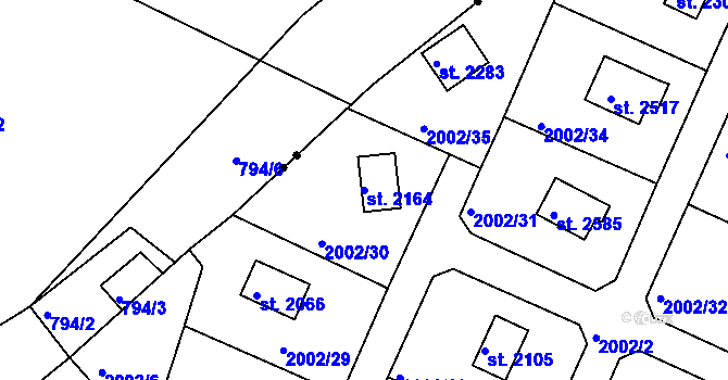 Parcela st. 2164 v KÚ Litice u Plzně, Katastrální mapa