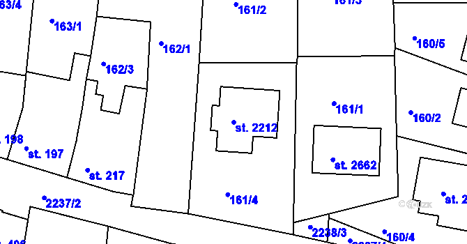 Parcela st. 2212 v KÚ Litice u Plzně, Katastrální mapa