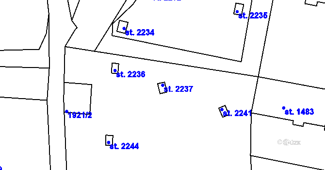 Parcela st. 2237 v KÚ Litice u Plzně, Katastrální mapa