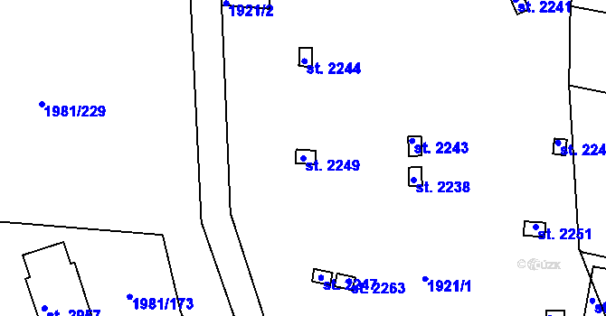 Parcela st. 2249 v KÚ Litice u Plzně, Katastrální mapa