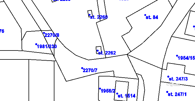 Parcela st. 2262 v KÚ Litice u Plzně, Katastrální mapa