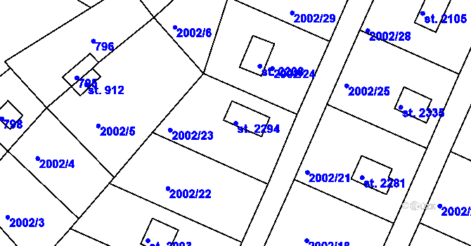 Parcela st. 2294 v KÚ Litice u Plzně, Katastrální mapa