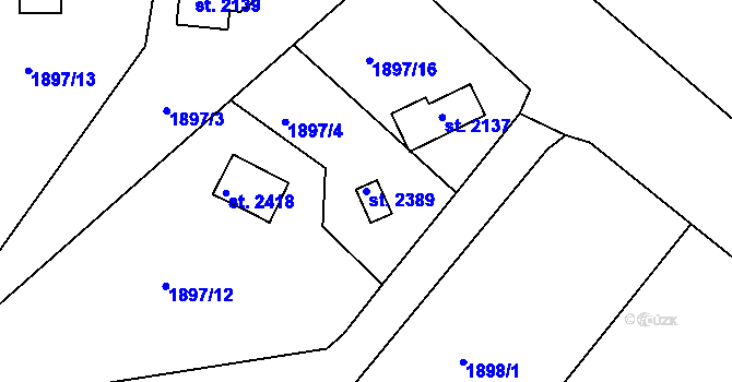 Parcela st. 2389 v KÚ Litice u Plzně, Katastrální mapa