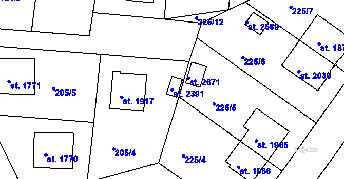 Parcela st. 2391 v KÚ Litice u Plzně, Katastrální mapa
