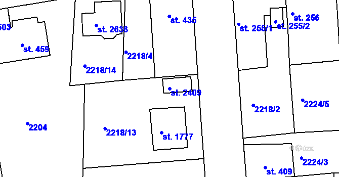 Parcela st. 2409 v KÚ Litice u Plzně, Katastrální mapa