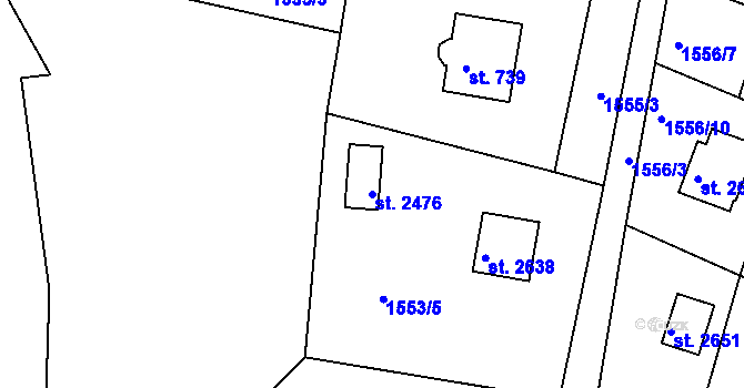 Parcela st. 2476 v KÚ Litice u Plzně, Katastrální mapa