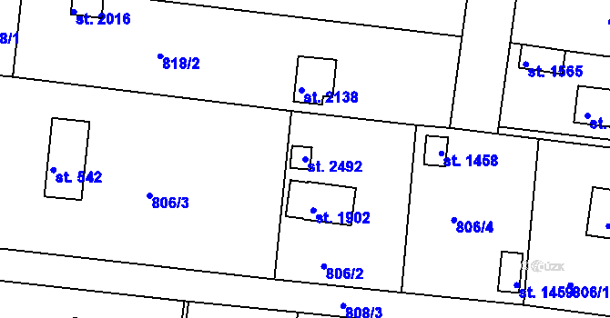 Parcela st. 2492 v KÚ Litice u Plzně, Katastrální mapa