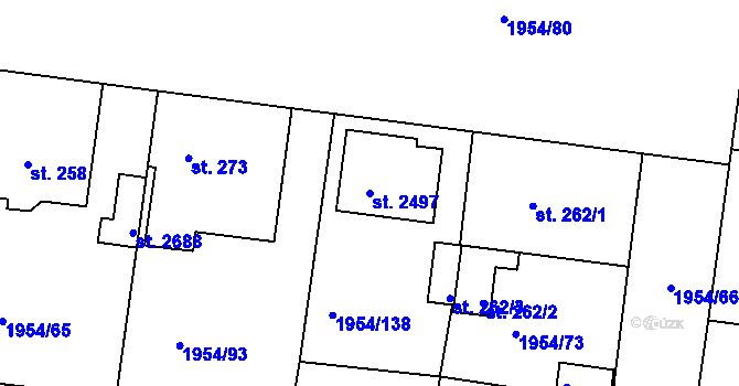 Parcela st. 2497 v KÚ Litice u Plzně, Katastrální mapa