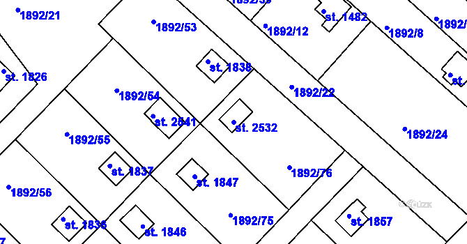 Parcela st. 2532 v KÚ Litice u Plzně, Katastrální mapa