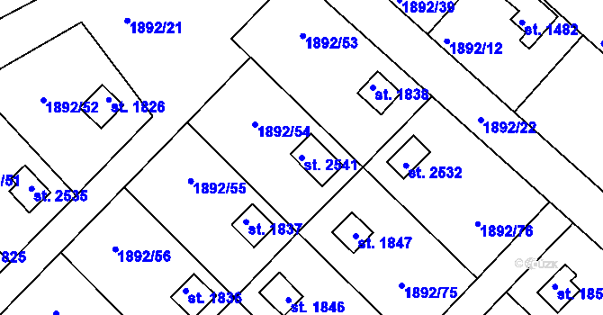 Parcela st. 2541 v KÚ Litice u Plzně, Katastrální mapa