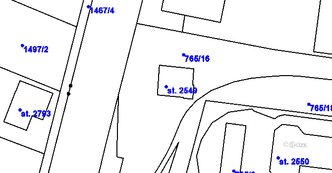 Parcela st. 2549 v KÚ Litice u Plzně, Katastrální mapa