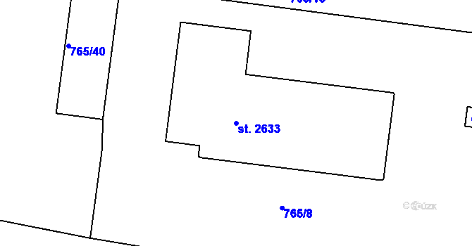 Parcela st. 2633 v KÚ Litice u Plzně, Katastrální mapa