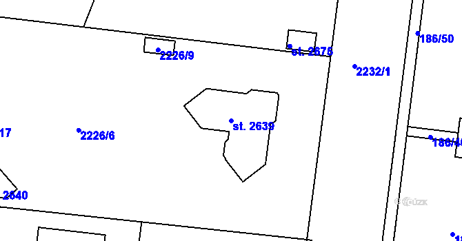 Parcela st. 2639 v KÚ Litice u Plzně, Katastrální mapa