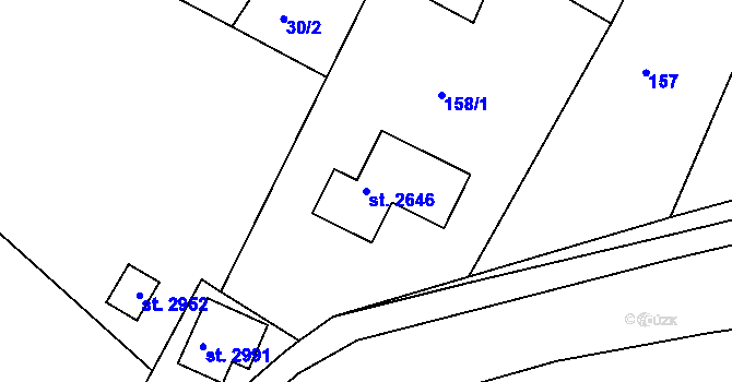 Parcela st. 2646 v KÚ Litice u Plzně, Katastrální mapa