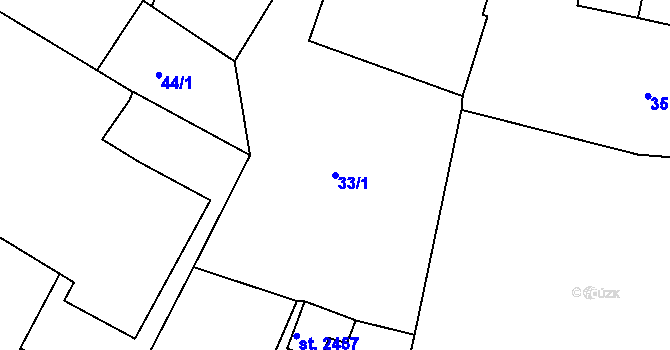 Parcela st. 33/1 v KÚ Litice u Plzně, Katastrální mapa