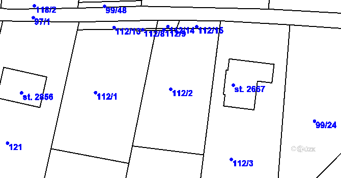 Parcela st. 112/2 v KÚ Litice u Plzně, Katastrální mapa