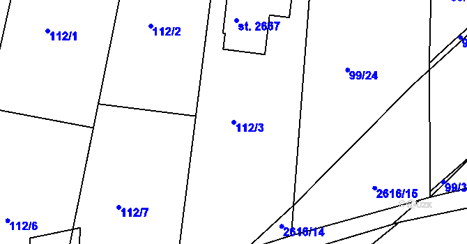 Parcela st. 112/3 v KÚ Litice u Plzně, Katastrální mapa